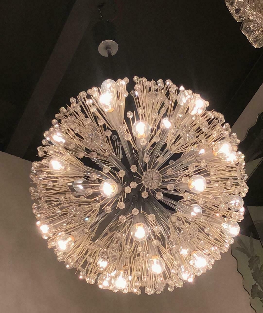 Emil Stejnar Chandelier Sputnik 1955 Metal Iron Plexiglass Austria 33 Lights photo Lighting