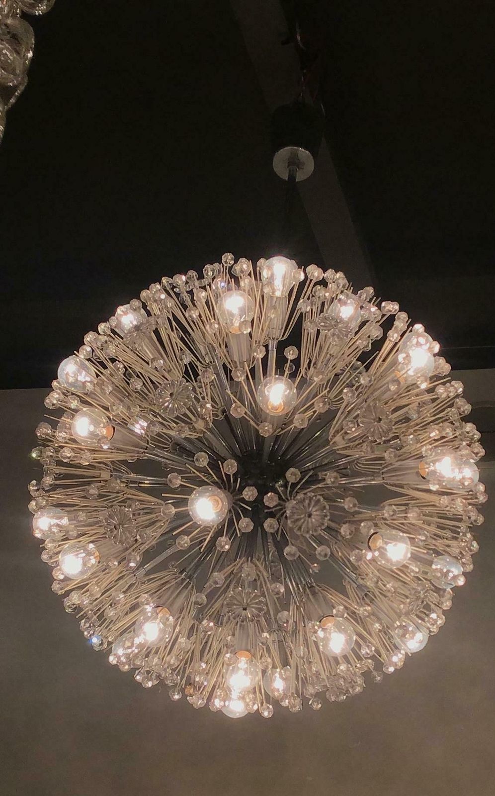 Emil Stejnar Chandelier Sputnik 1955 Metal Iron Plexiglass Austria 33 Lights photo vintage