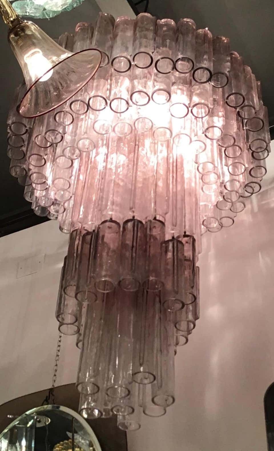 photo vintage Venini Chandelier “Calza” Ludovico Diaz De Santillana Murano Glass, 1970, Italy