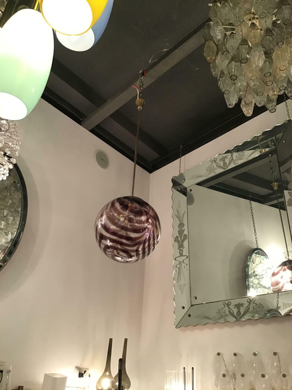 Venini Chandelier Murano Glass Metal Brass1960 Italy photo furniture