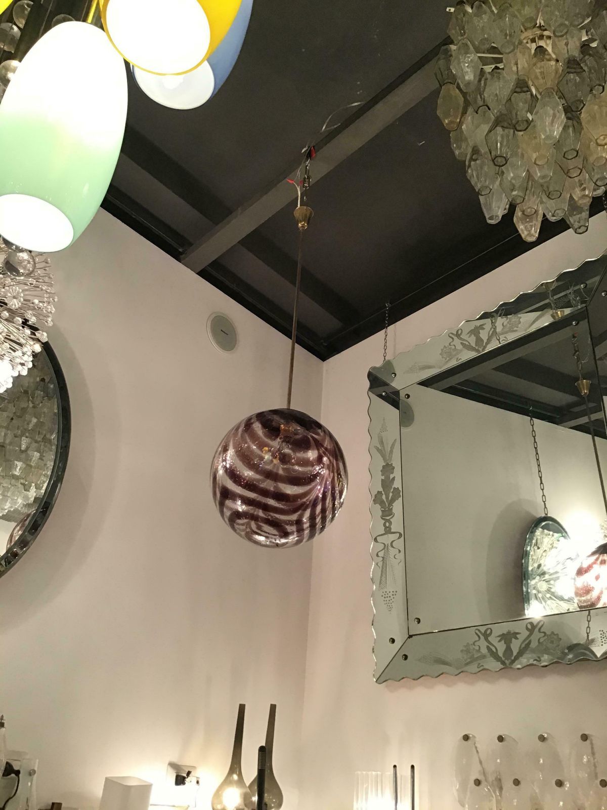 Venini Chandelier Murano Glass Metal Brass1960 Italy photo for sale