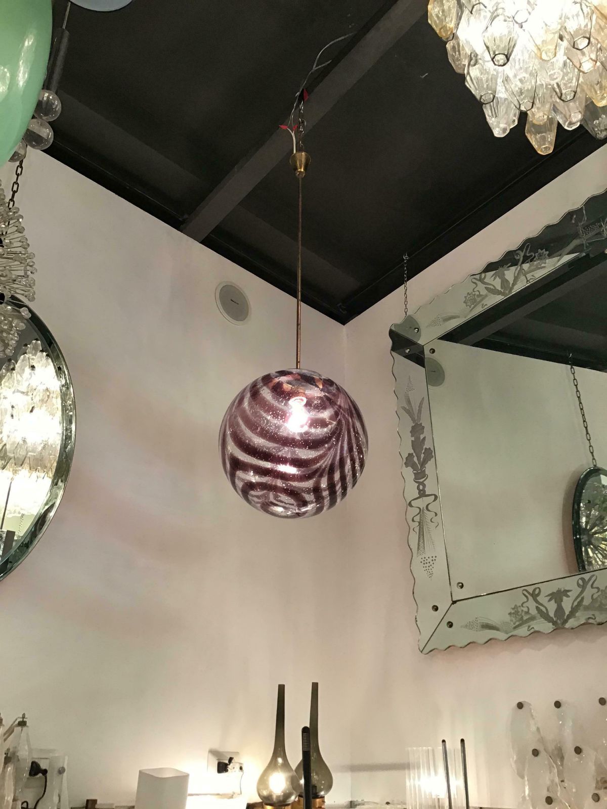 Venini Chandelier Murano Glass Metal Brass1960 Italy photo vintage