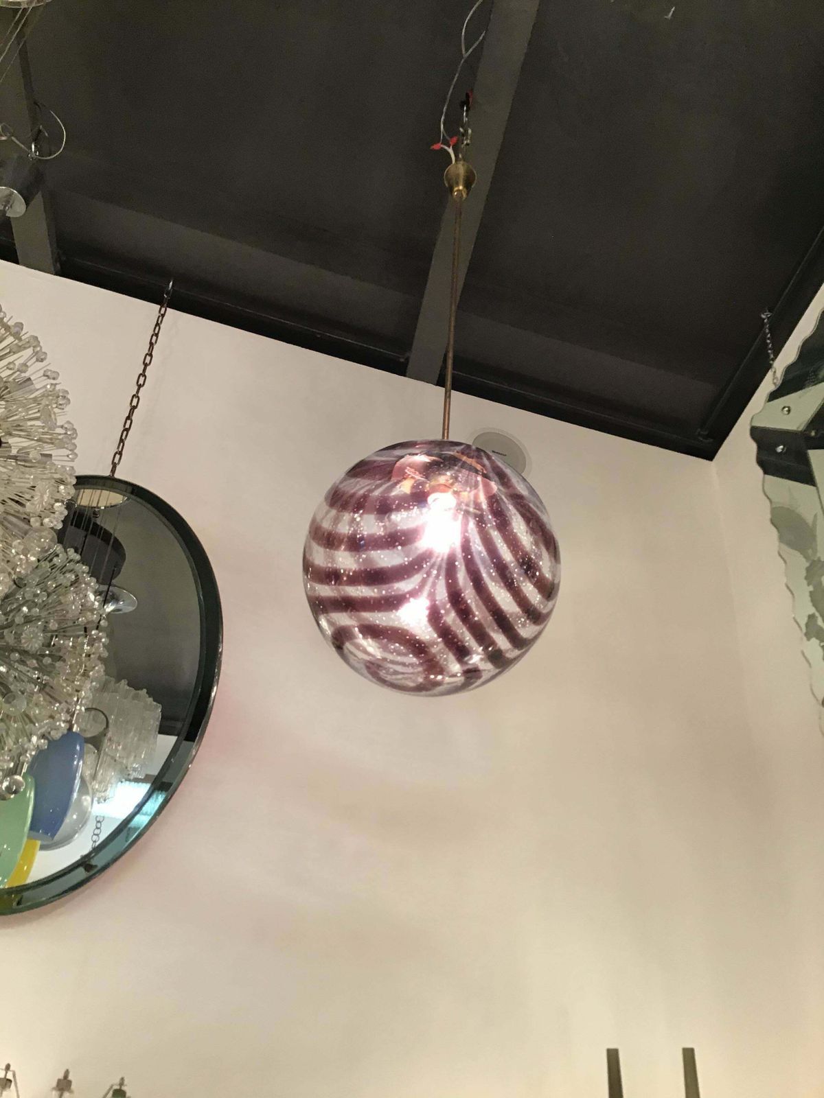 photo for sale Venini Chandelier Murano Glass Metal Brass1960 Italy