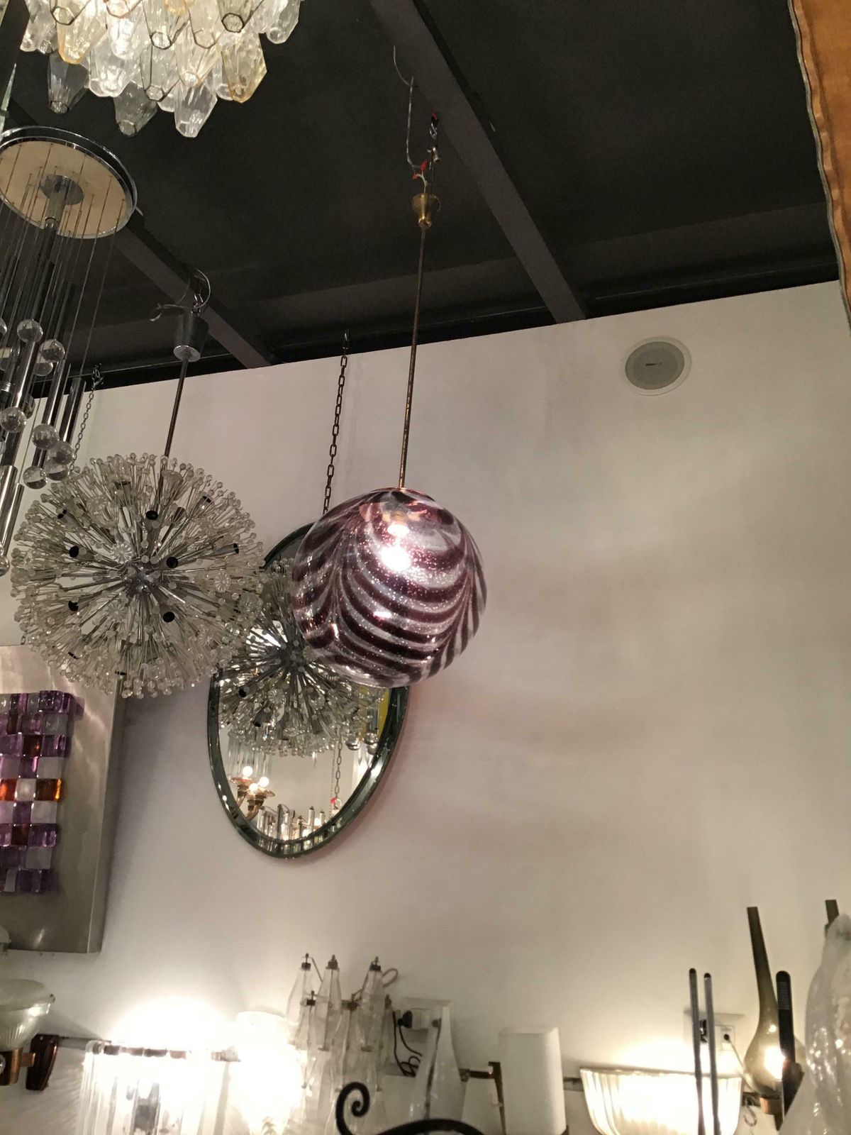 Lighting Venini Chandelier Murano Glass Metal Brass1960 Italy photo