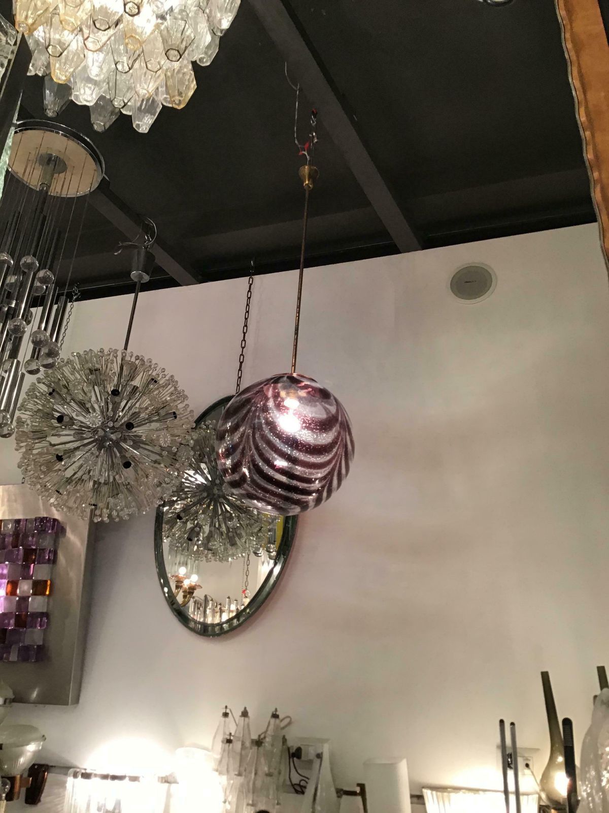 photo vinterior Venini Chandelier Murano Glass Metal Brass1960 Italy