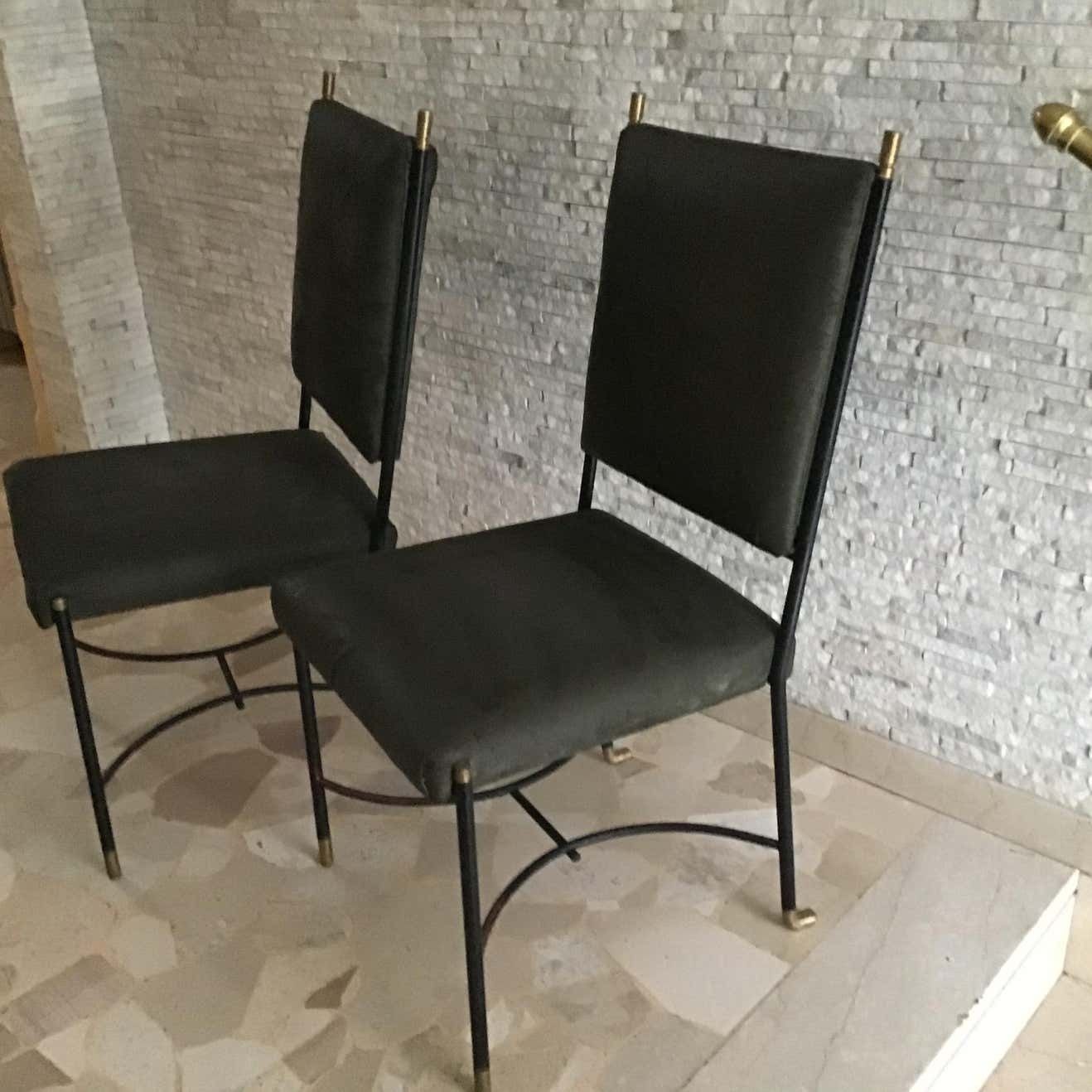 Luigi Caccia Dominioni B 3chair/Armchairs Brass Iron Fabric Padding, 1950 Italy photo 4076.0