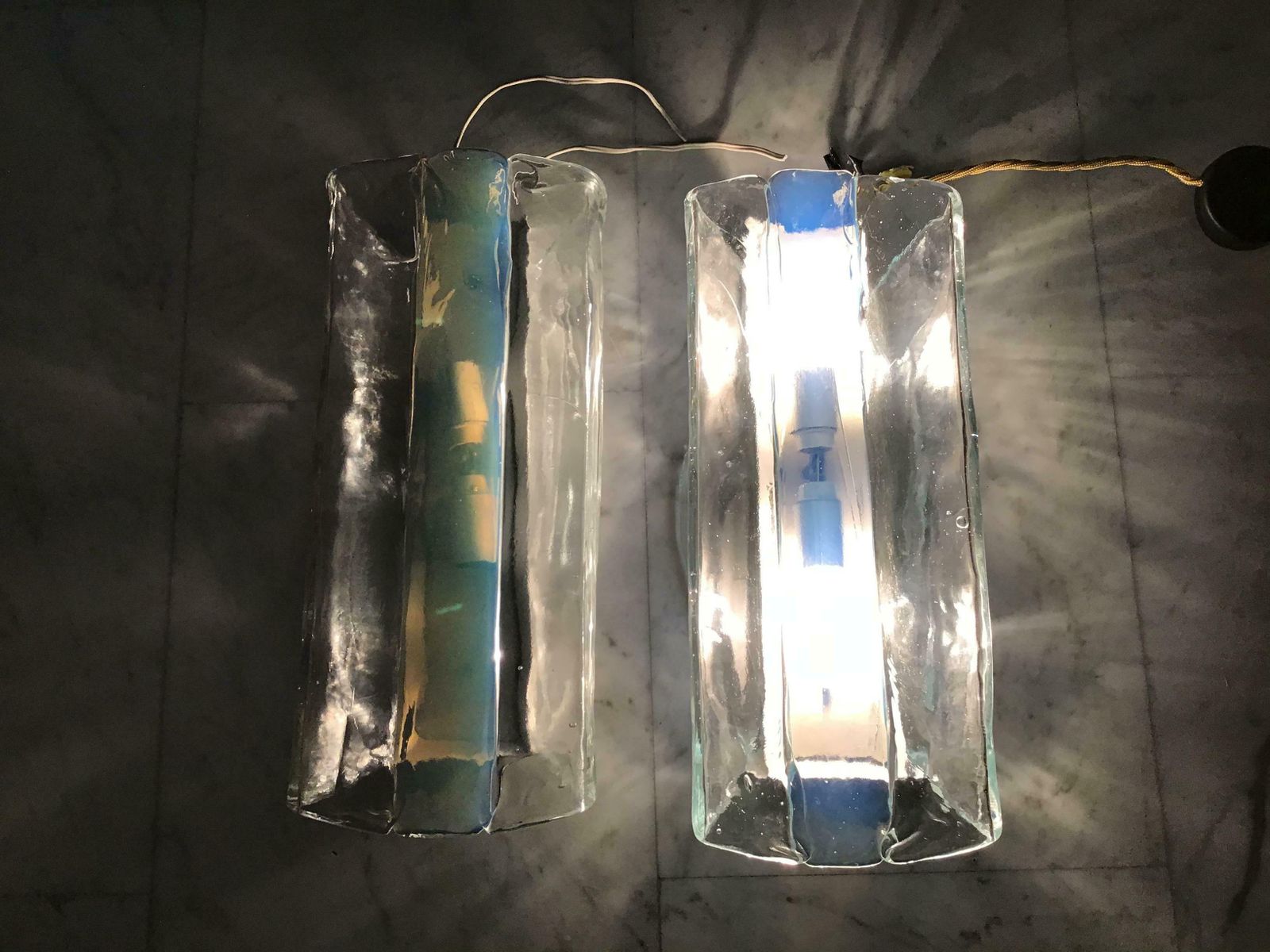 Mazzega Carlo Nason Sconces Murano Glass Metal, 1965, Italy photo for sale