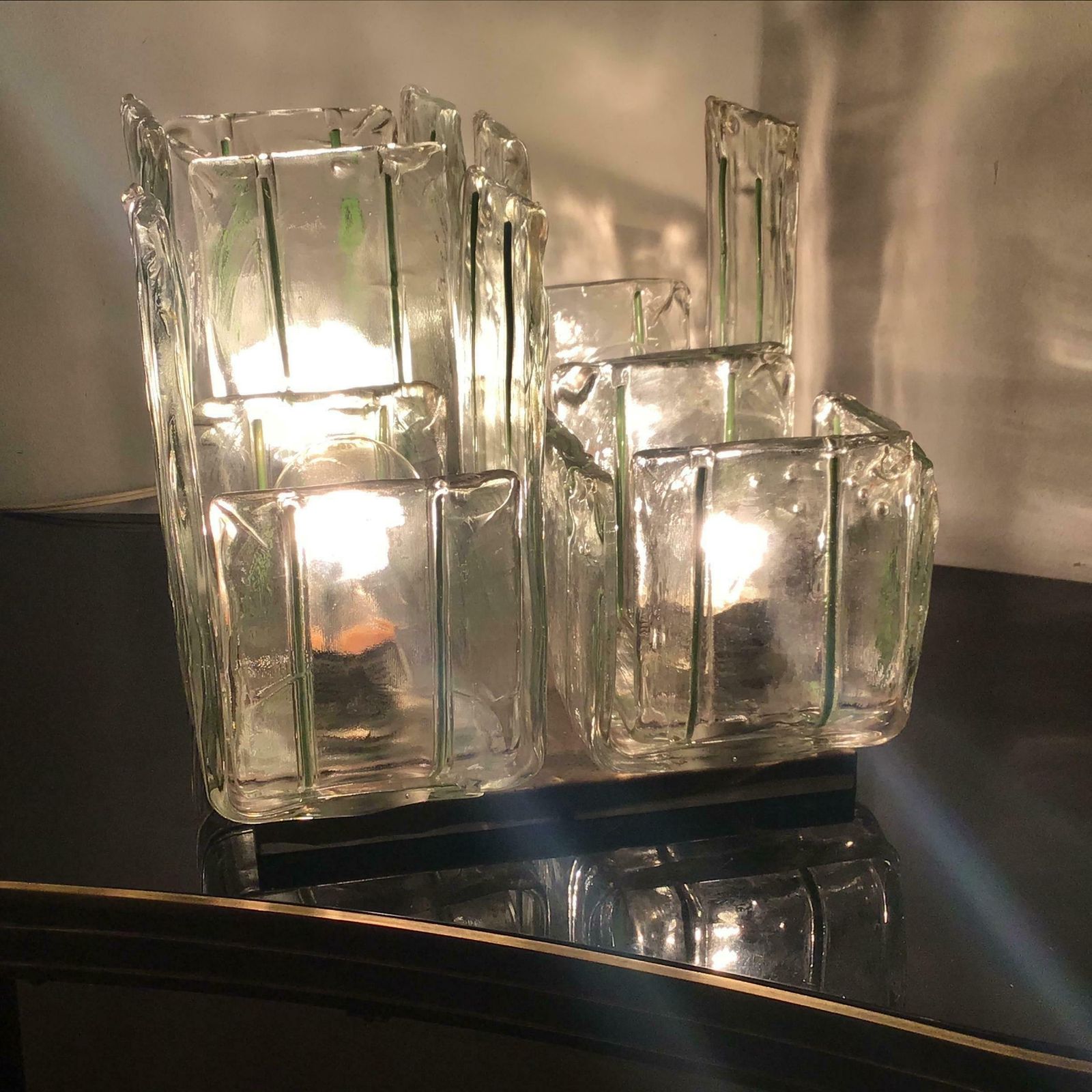 2264.0 Mazzega Ceilling Light/Table Lamp Murano Glass Metal Crome, 1965, Italy photo