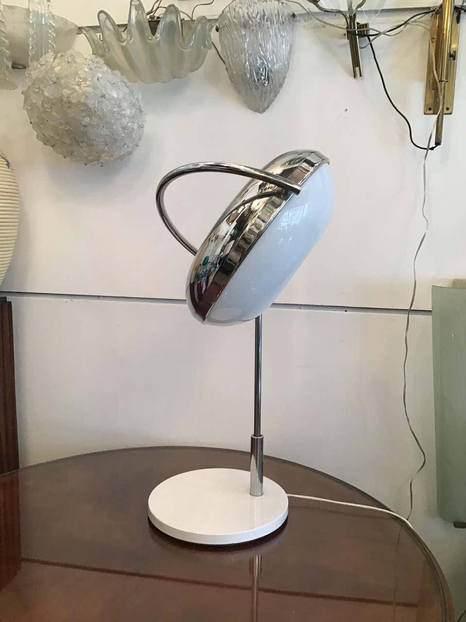 photo for sale Reggiani Exclusive Table Lamp Metal Crome Iron Plexiglass, 1967, Italy