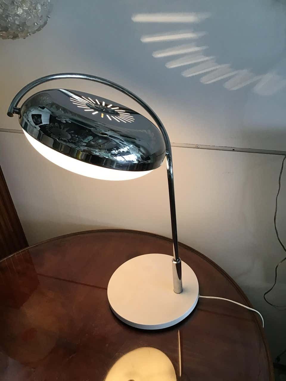 photo buy Reggiani Exclusive Table Lamp Metal Crome Iron Plexiglass, 1967, Italy