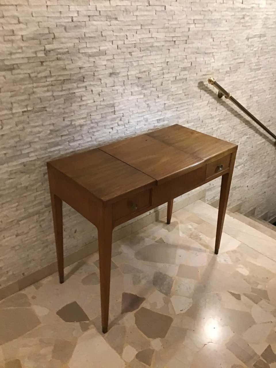 4076.0 Gio’ Ponti “Style” Toilet /Desk Wood Brass, 1950, Italy photo
