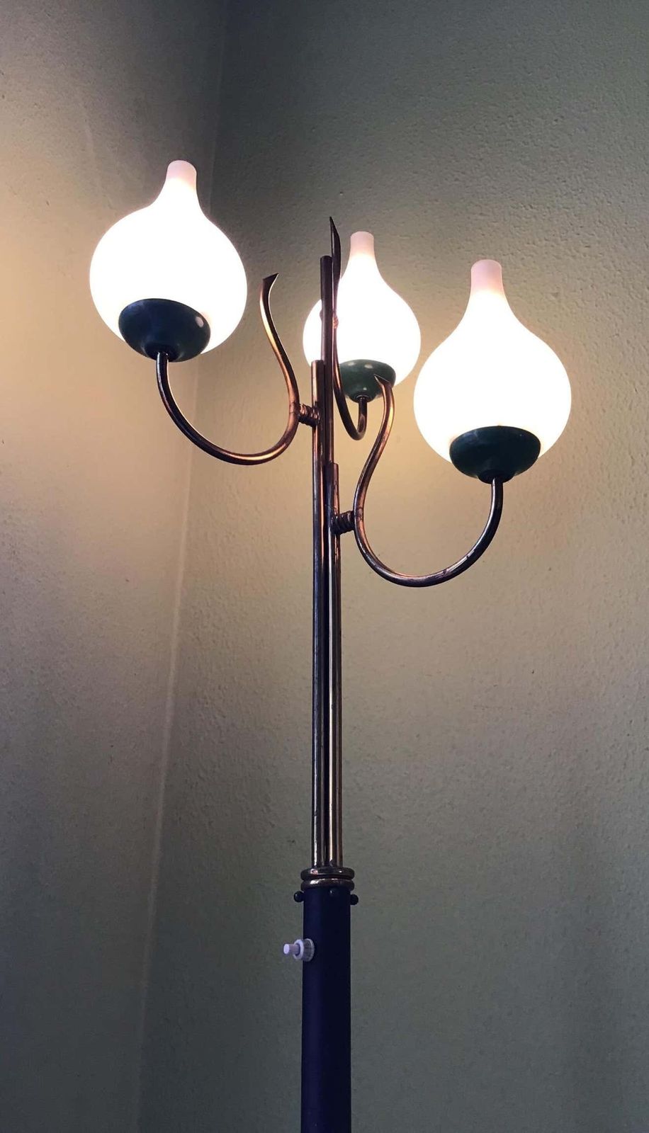 Stilnovo Floor Lamp Tree Light Brass Metal Opaline Glass 1950 Italy photo buy