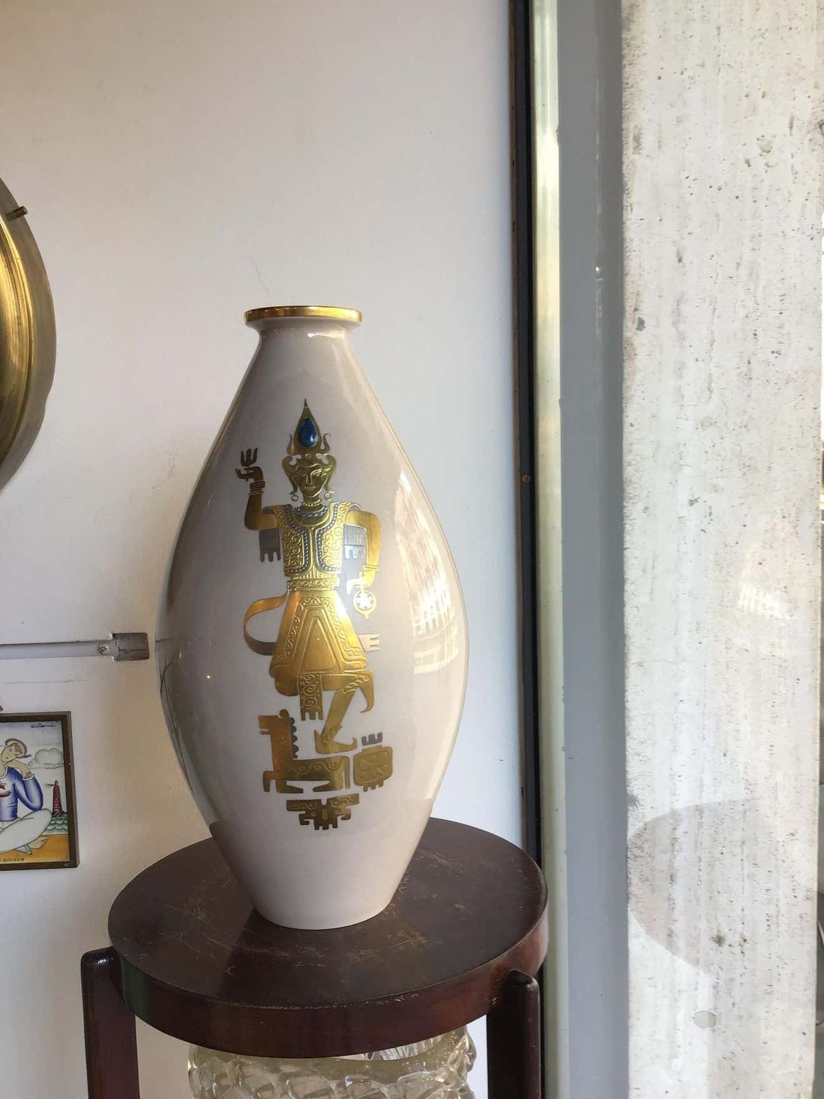 Finzi Vase 1950 Porcelain Gold, Italy photo vinterior