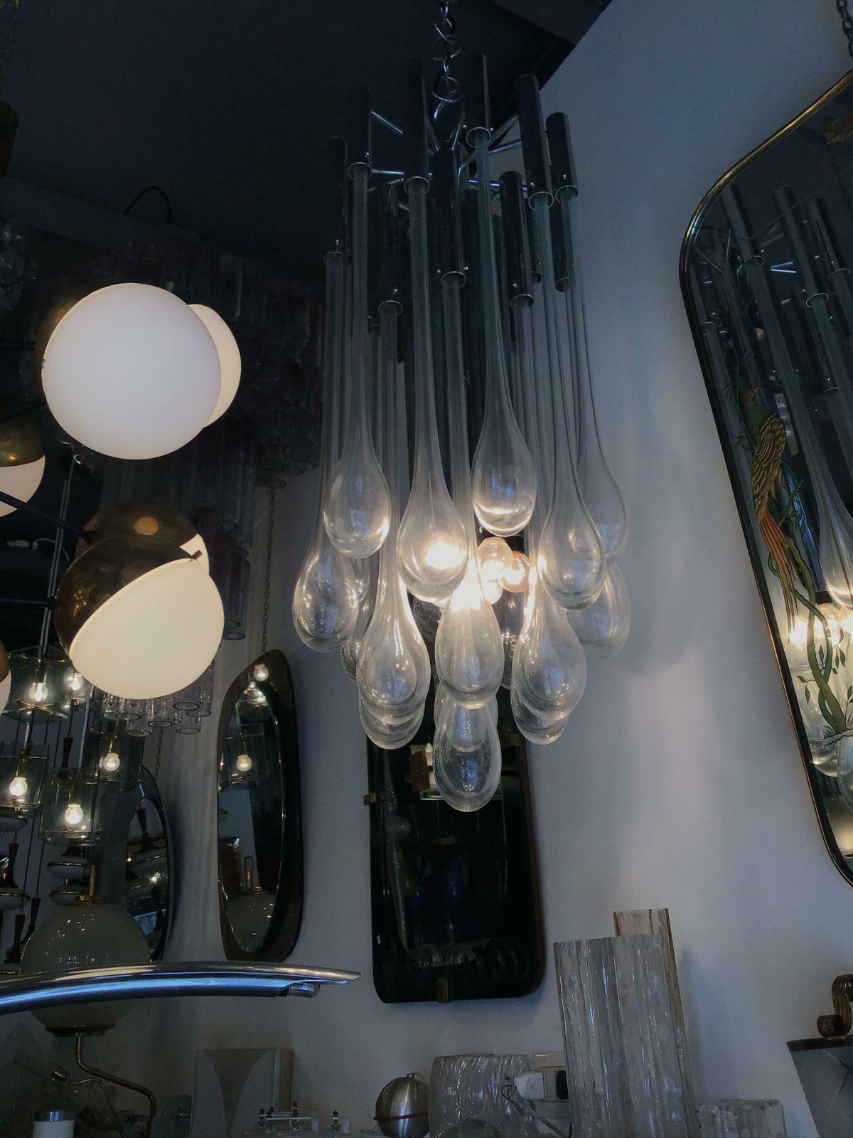 Venini Chandelier Murano Glass Metal Chrome, 1960, Italy photo 4347.0