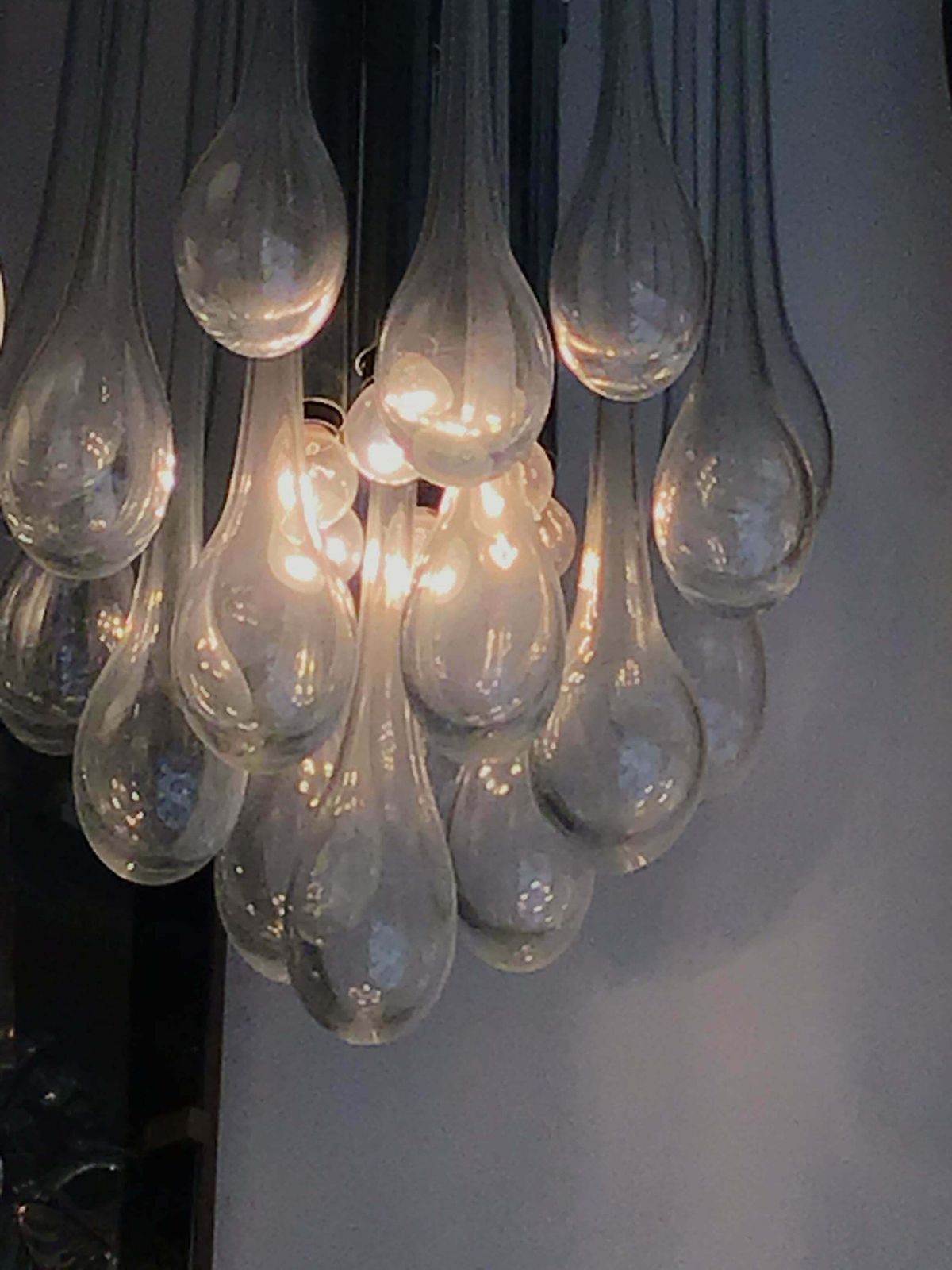 photo for sale Venini Chandelier Murano Glass Metal Chrome, 1960, Italy