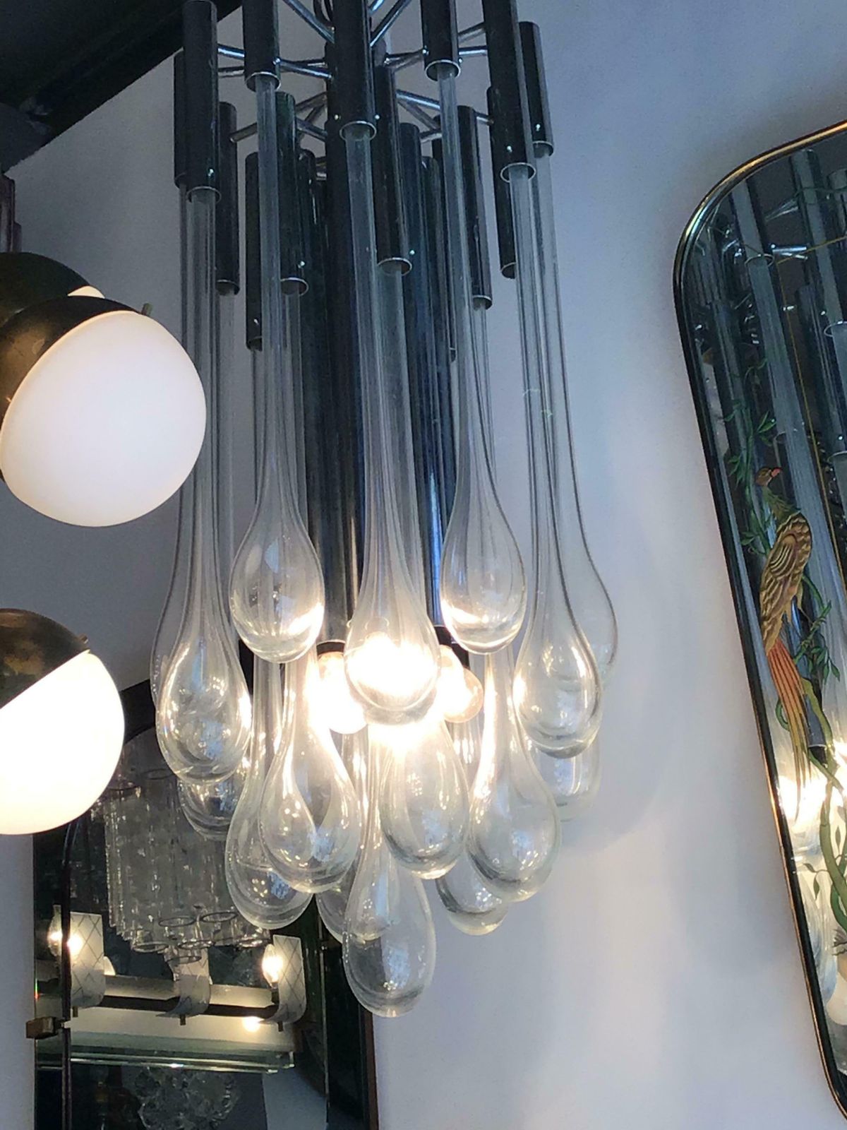 4347.0 Venini Chandelier Murano Glass Metal Chrome, 1960, Italy photo