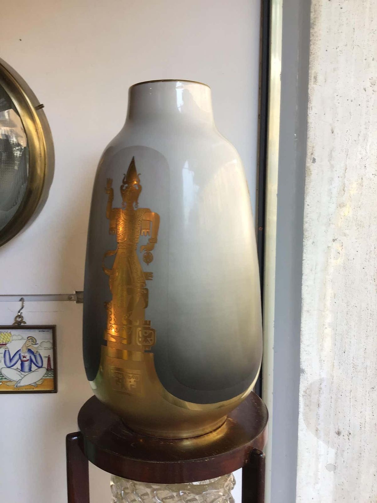 Finzi, Porcellani Vase 1950 Porcellan Gold, Italy photo buy