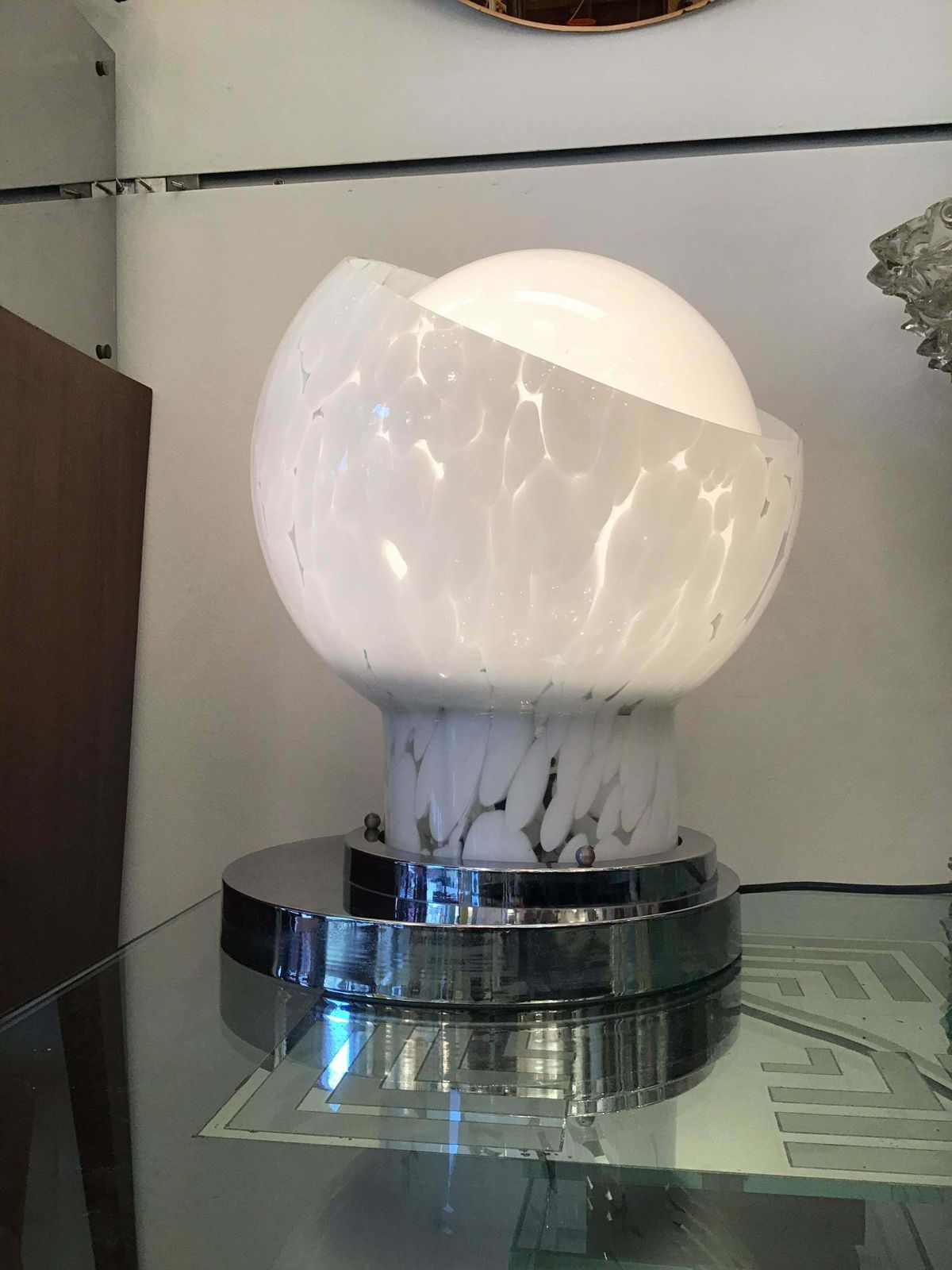 Mazzega Table Lamp Metal Crome Murano Glass 1965 Italy photo Lighting