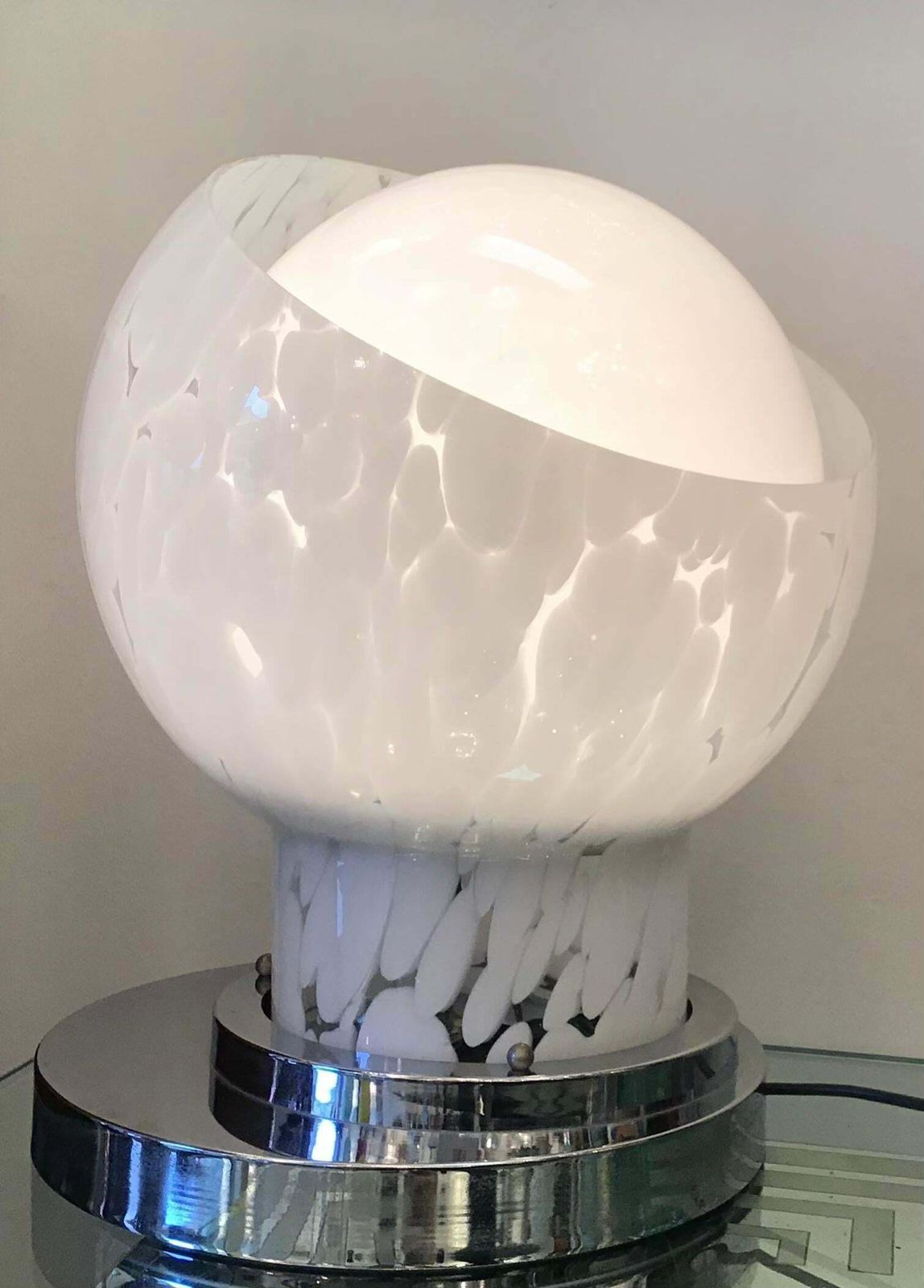 photo vinterior Mazzega Table Lamp Metal Crome Murano Glass 1965 Italy