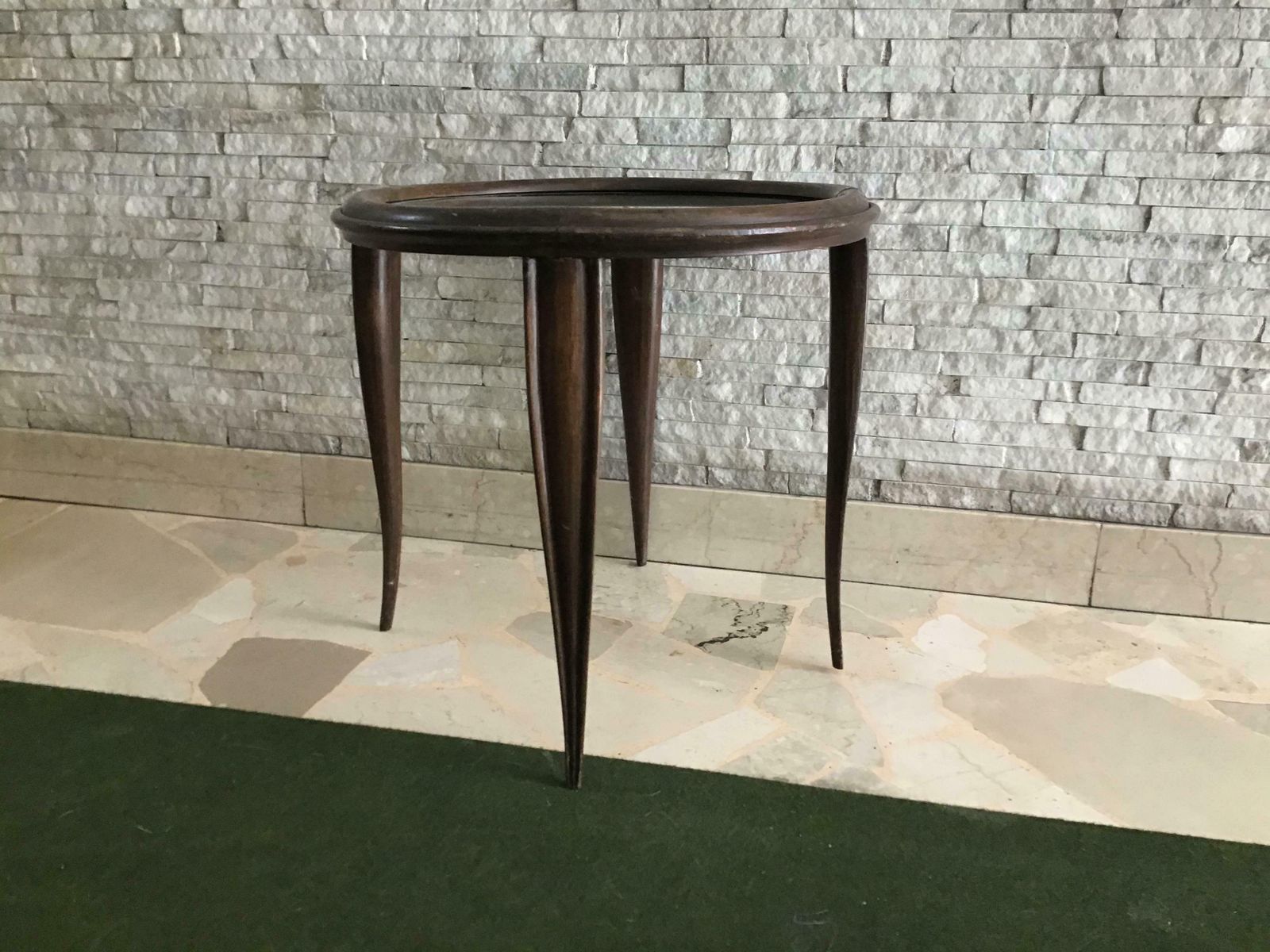 Osvaldo Borsani Tea Table Wood Glass, 1940, Italy photo vintage