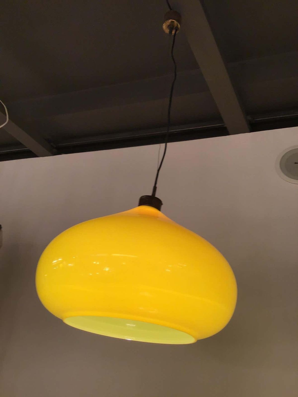 Vistosi Chandelier 1965 Brass Yellow Glass, Italy photo vinterior