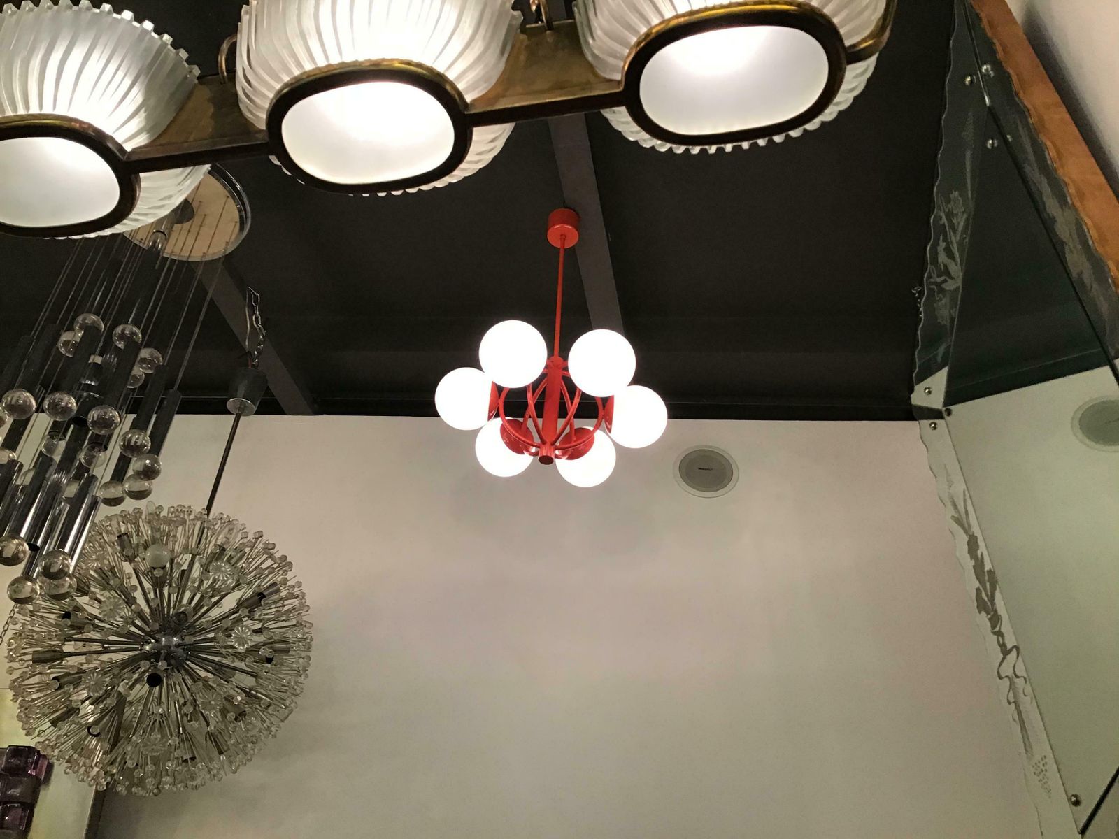 Kaiser Leuchten Chandelier Opaline Glass Metal 1970, Germany photo furniture