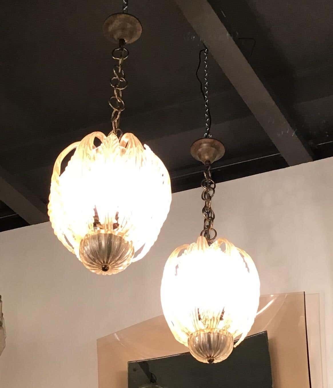 Seguso Chandeliers Murano Glass Gold, 1930, Italy photo Lighting