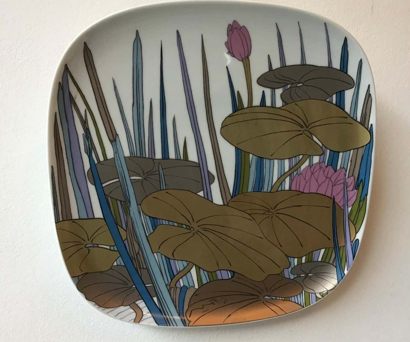 Rosenthal Wall Plate Porcelain "Lilies", 1979, Italy photo Home Decor