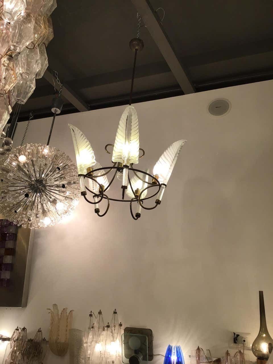 Seguso Chandelier Murano Glass Brass, 1930, Italy photo buy