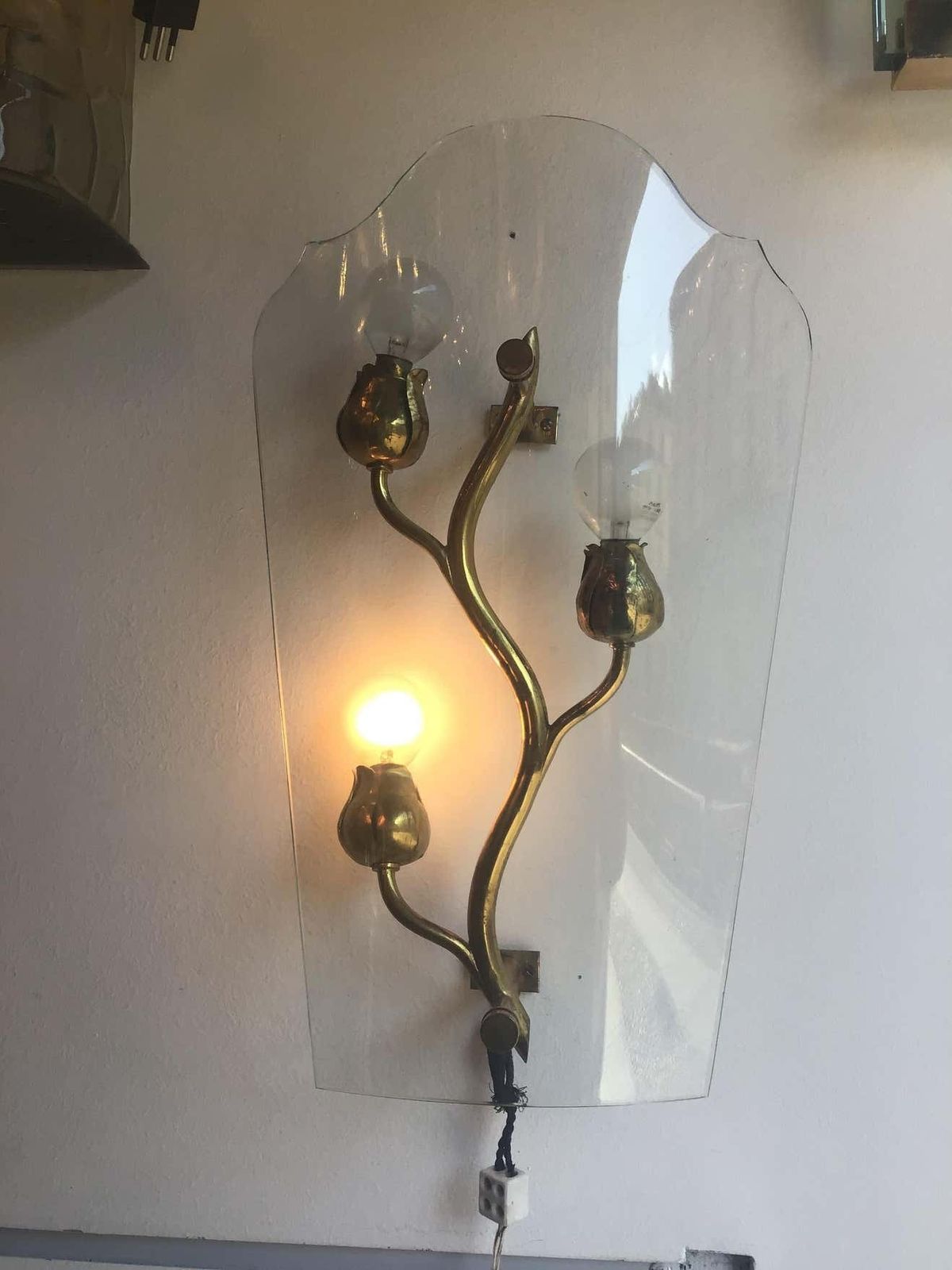 Luigi Brusotti Appliques Brass Glass, 1940, Italy photo Home Decor