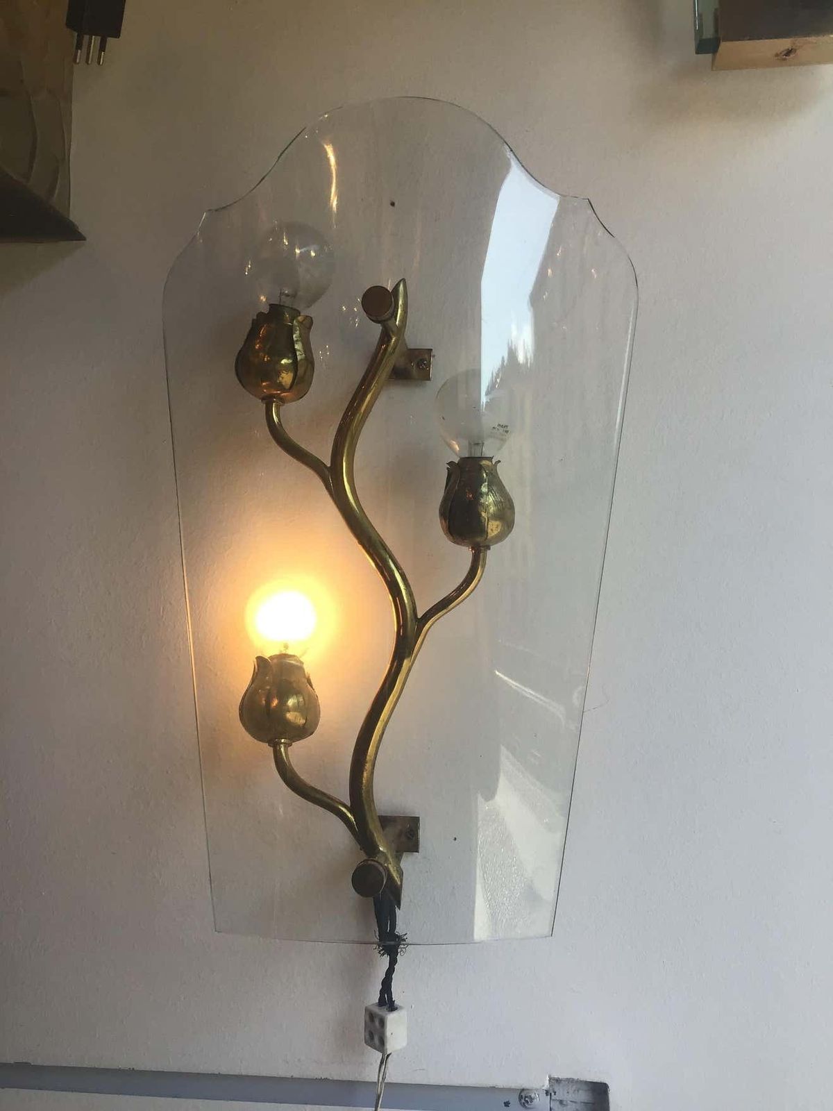 Luigi Brusotti Appliques Brass Glass, 1940, Italy photo buy