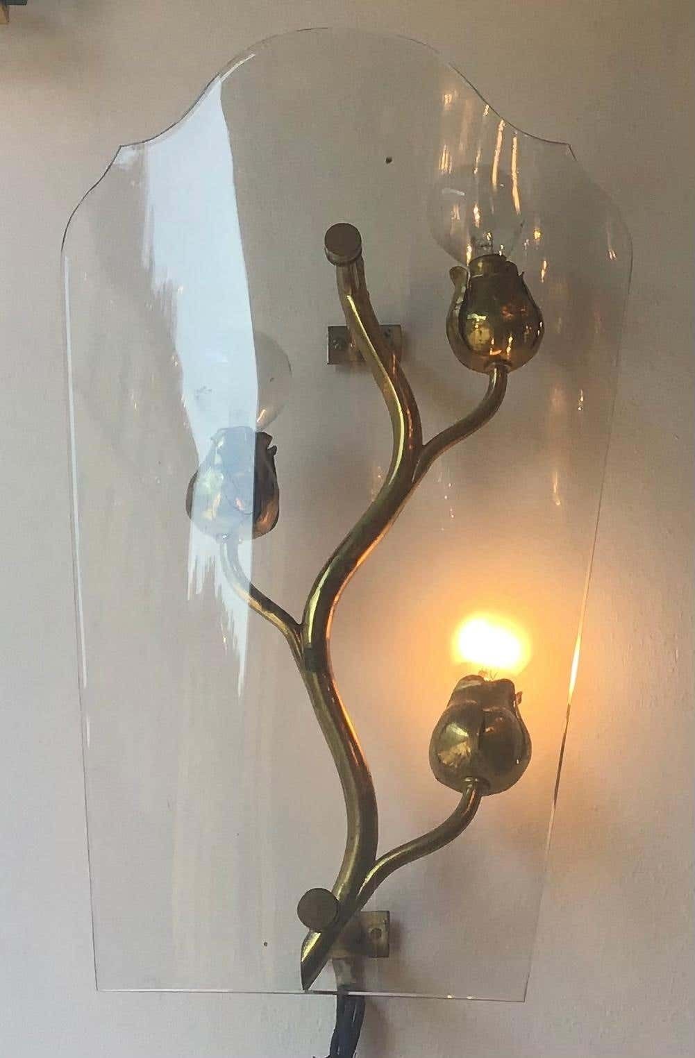 photo furniture Luigi Brusotti Appliques Brass Glass, 1940, Italy
