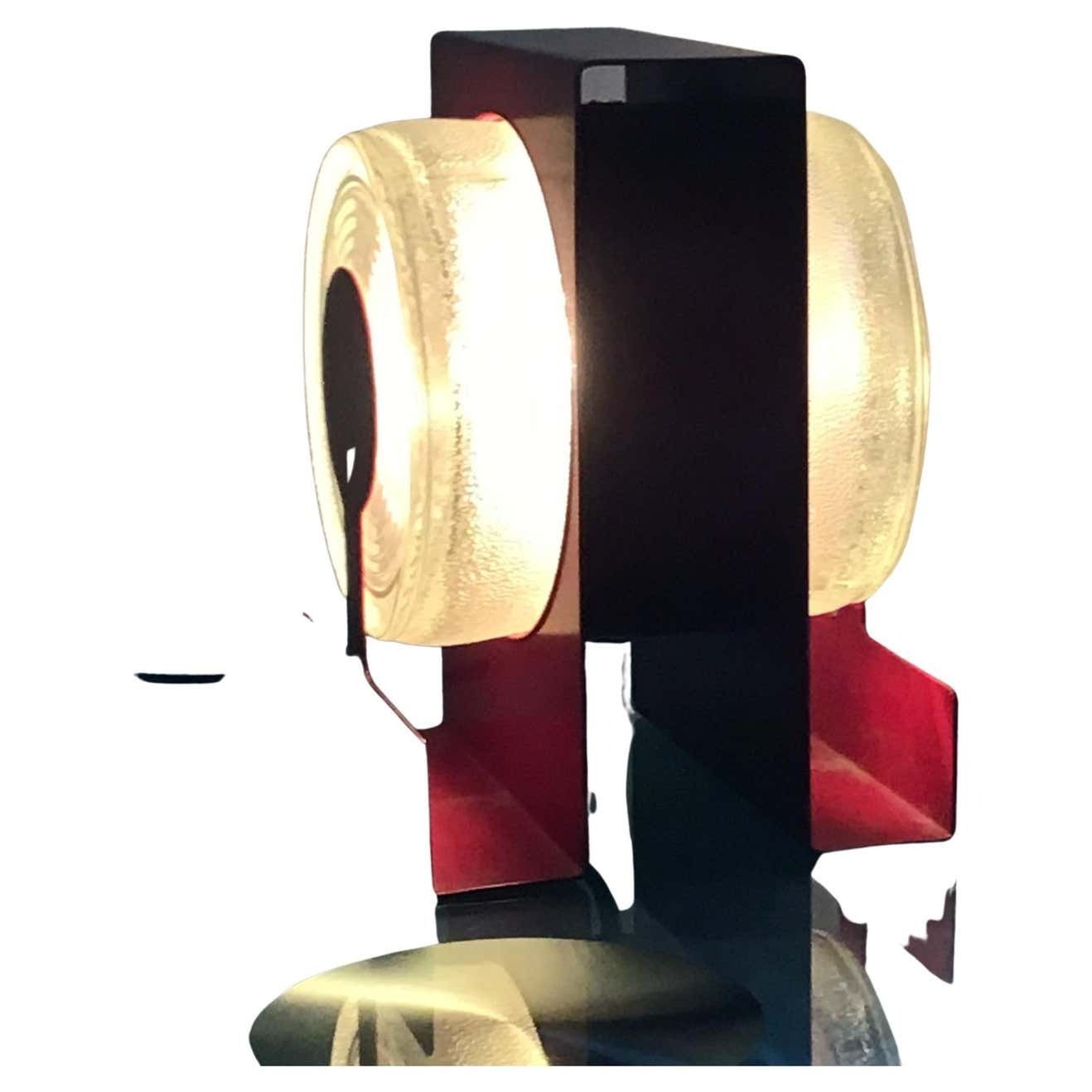 Fontana Arte Table Lamp “Yoyo” “ Eugenio Gentili Tedeschi” Glass Metal 1970 It