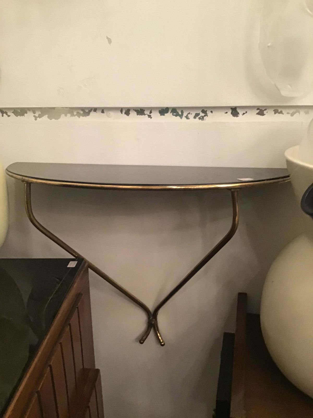 Guglielmo Ulrich Couple Consolle Wall Brass Opaline Glass 1945 Italy photo vintage
