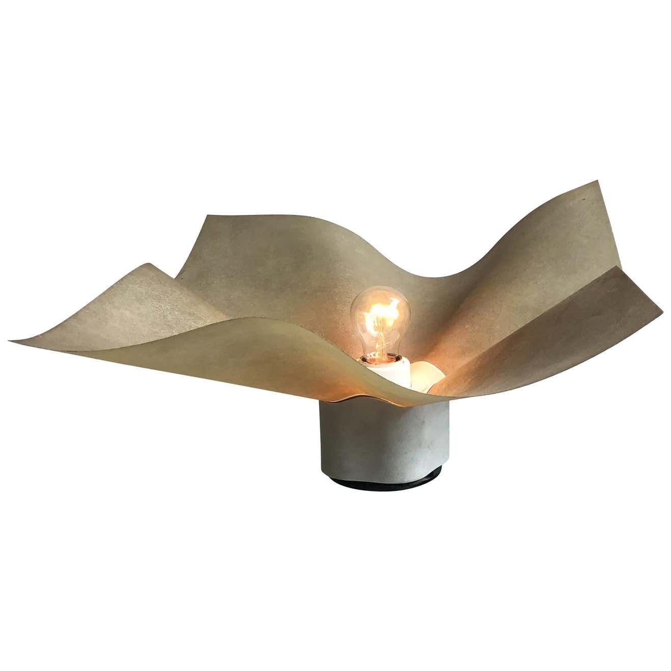 Mario Bellini Table Lamp Parchment Porcelain Metal, 1970, Italy