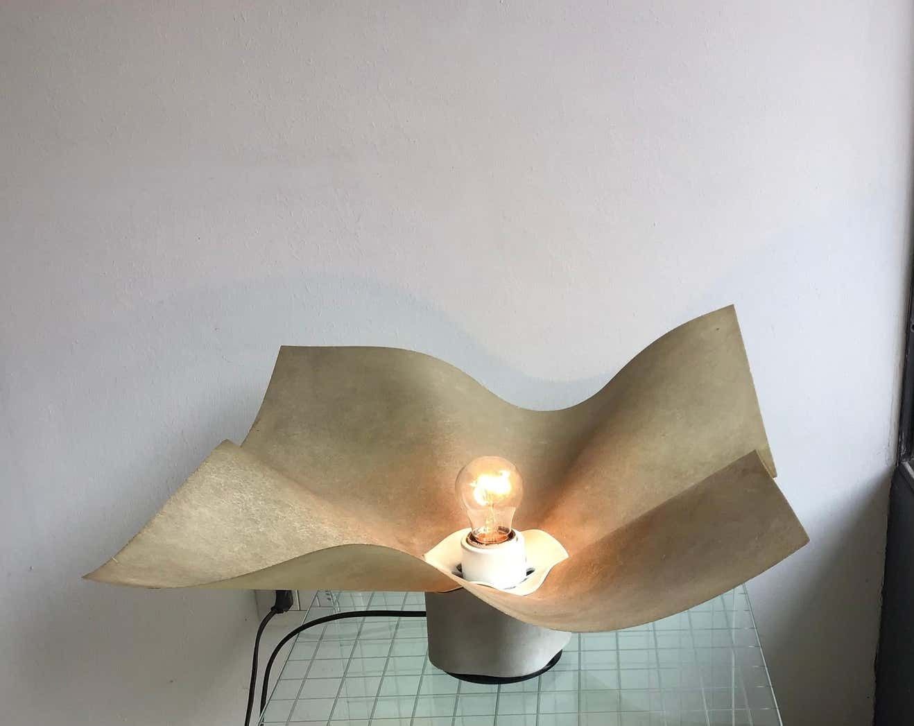Mario Bellini Table Lamp Parchment Porcelain Metal, 1970, Italy photo for sale