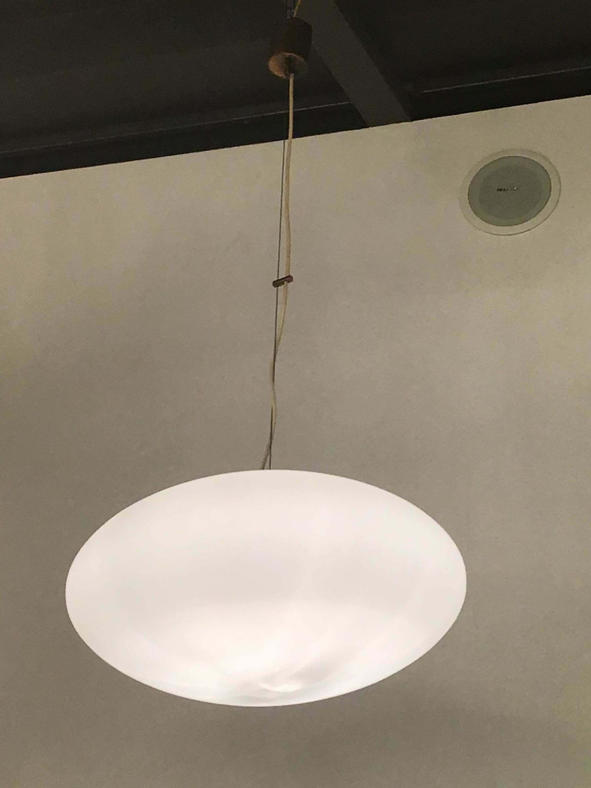 Stilnovo Chandelier Brass Opaline Glass 1950 Italy photo Lighting