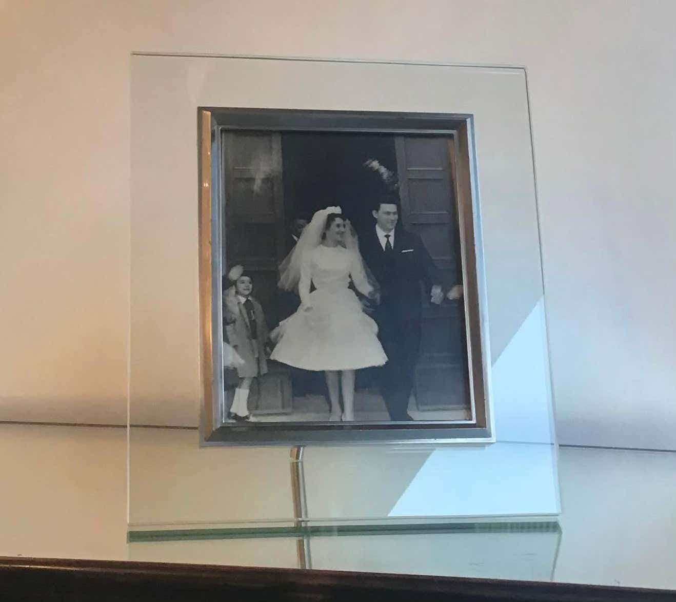 photo buy Fontana Arte Frame Glass Metal Crome 1960 Italy