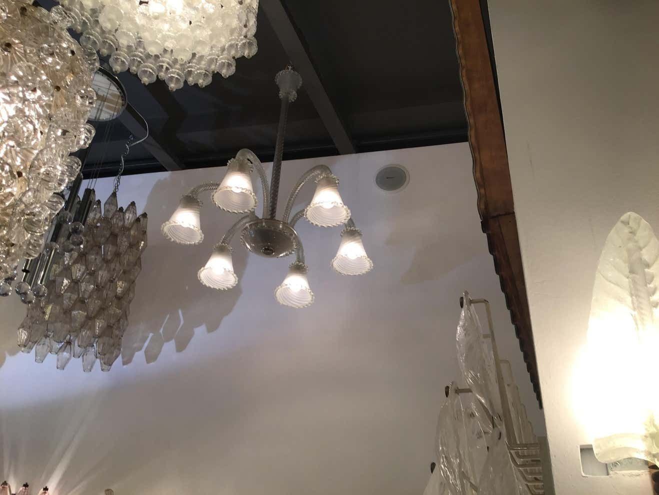 Seguso, Chandelier 6 Lights Murano Glass, 1940 photo 3804.0