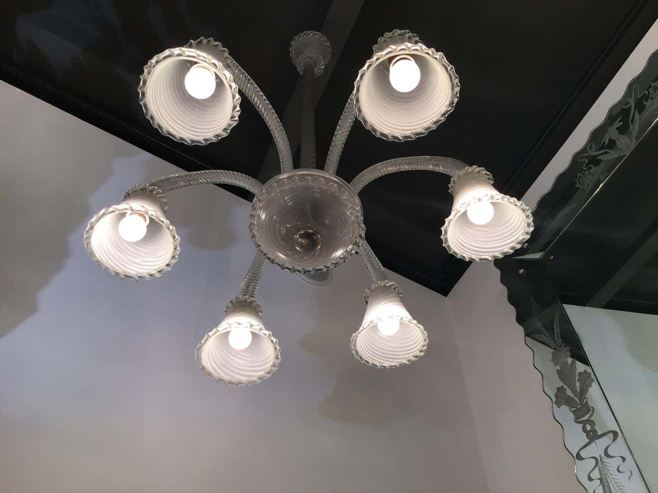 photo for sale Seguso, Chandelier 6 Lights Murano Glass, 1940