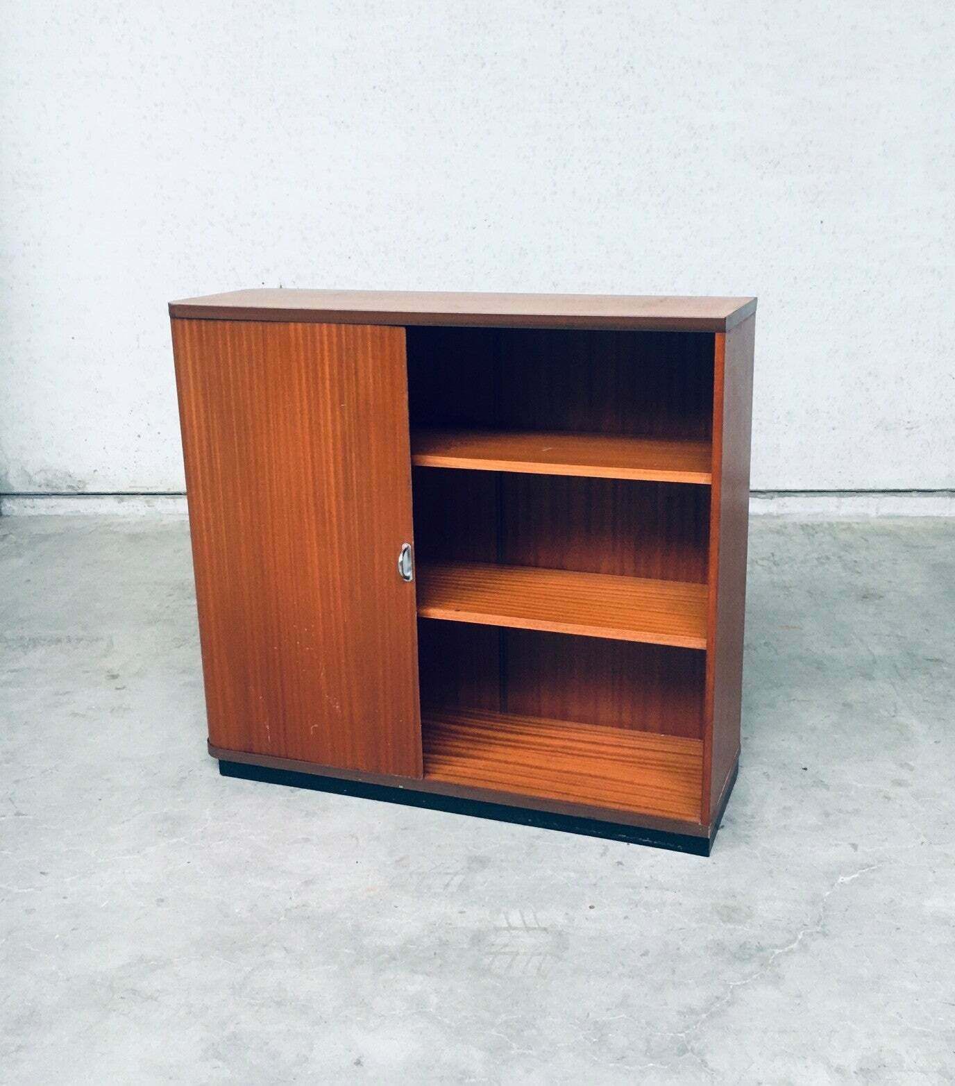 Midcentury Modern Design Sliding Door Filing Cabinet, 1960's Belgium photo Furniture