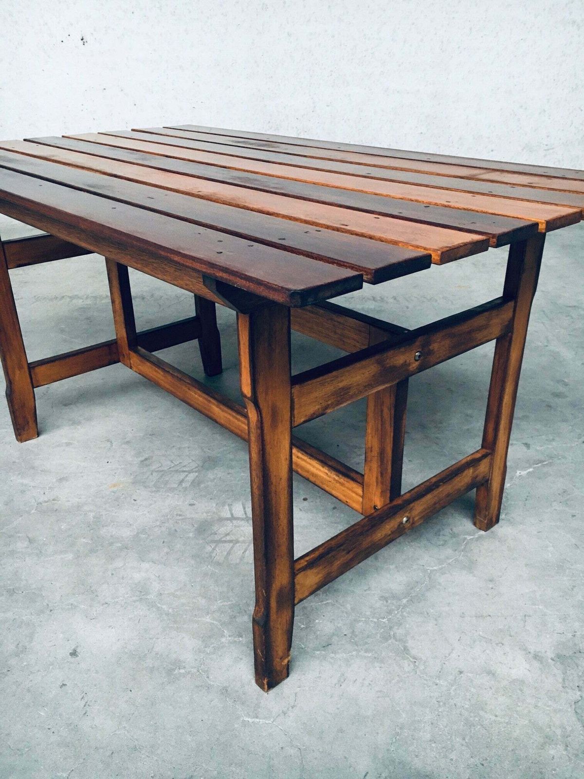 photo buy Houten Tuin  Of Keukentafel Met Patina, Jaren 1970