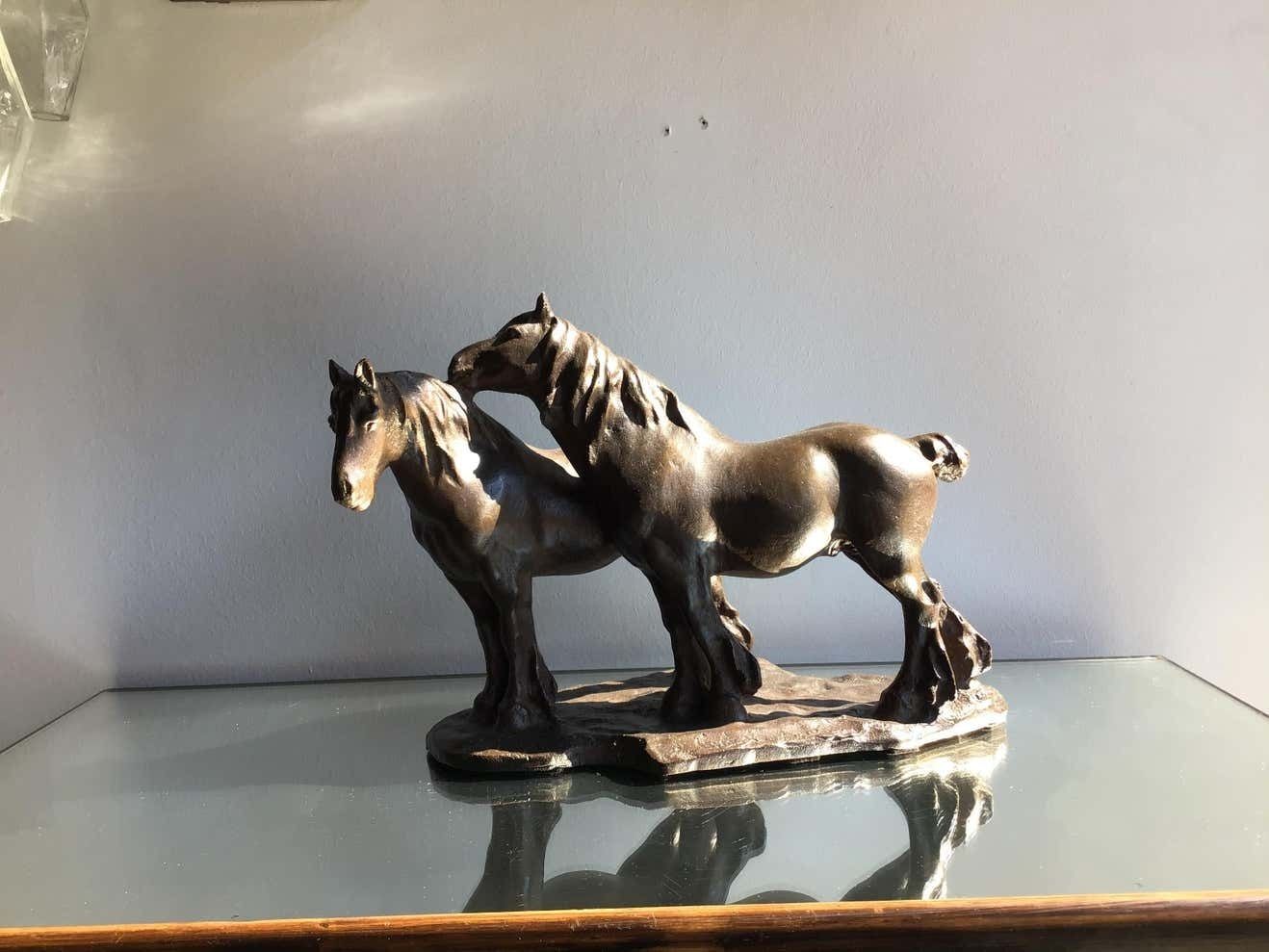 Guido Cacciapuoti Bronze Horses Couples 1940 Italy photo vinterior