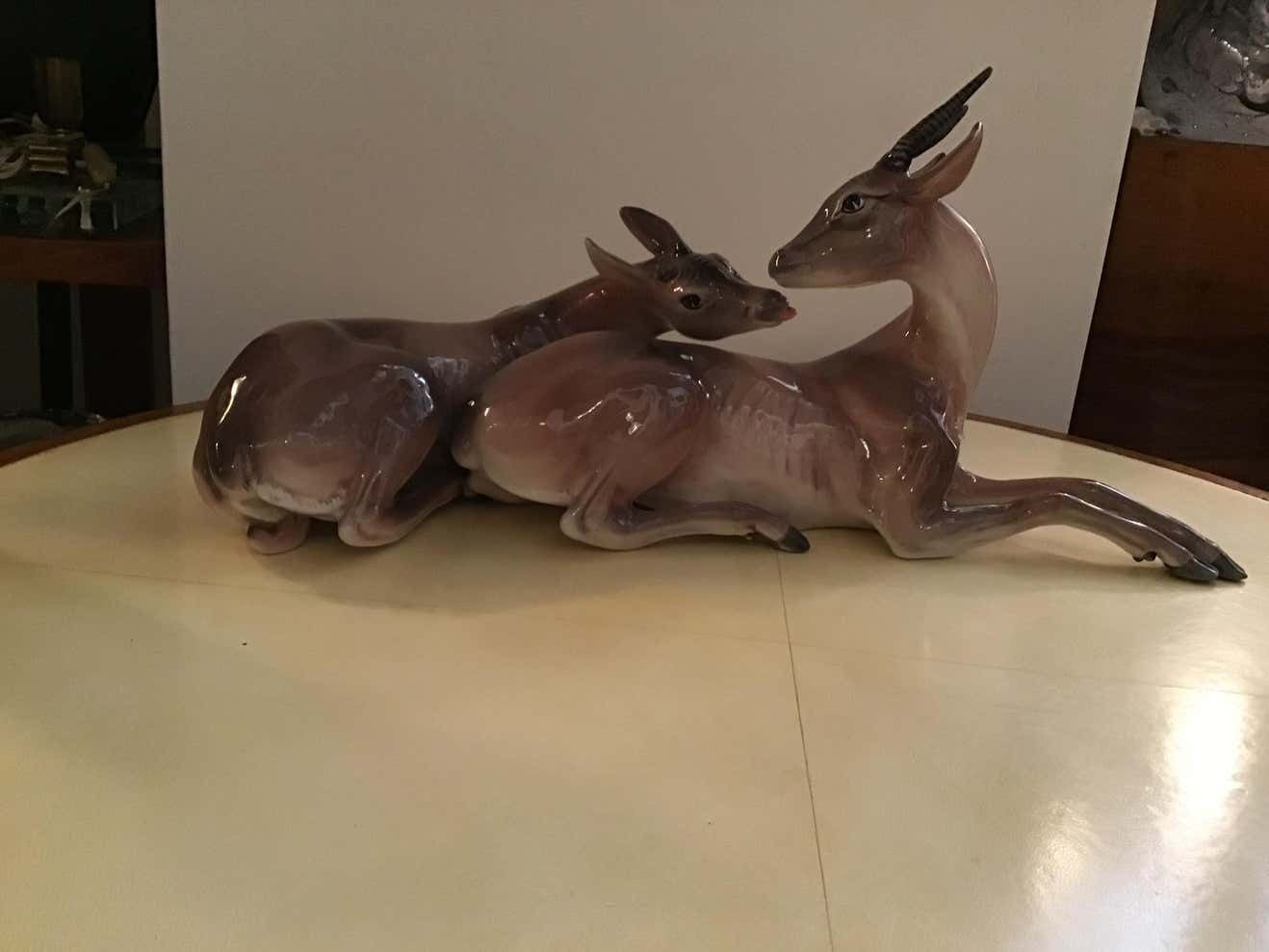 Ronzan Italian Ceramic “African Gazelles“, 1950 photo Art