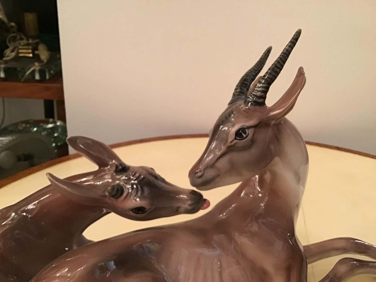 Ronzan Italian Ceramic “African Gazelles“, 1950 photo vintage