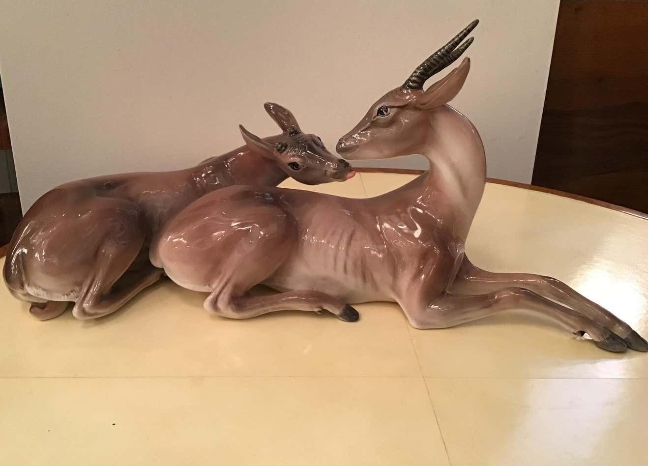 photo vintage Ronzan Italian Ceramic “African Gazelles“, 1950