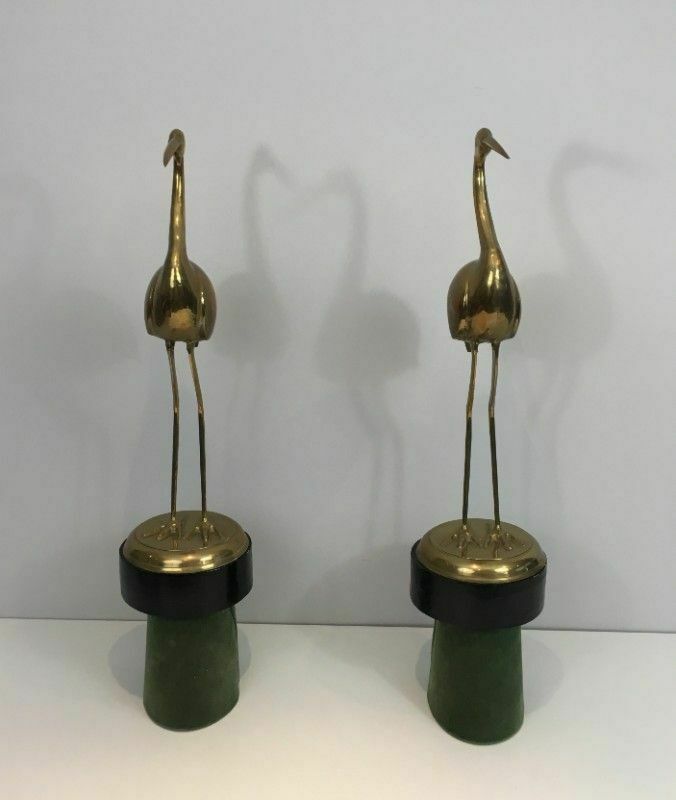 Pair Of Brass Birds On Pedestals photo vinterior