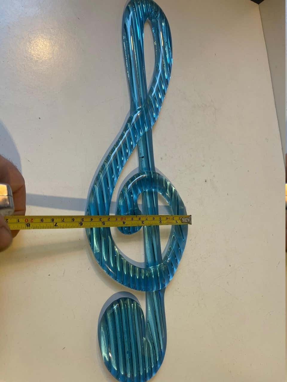 Big G Note Wall Sculpture In Blue Glass By Elving Conradsson For Bergdala, 1970s photo buy