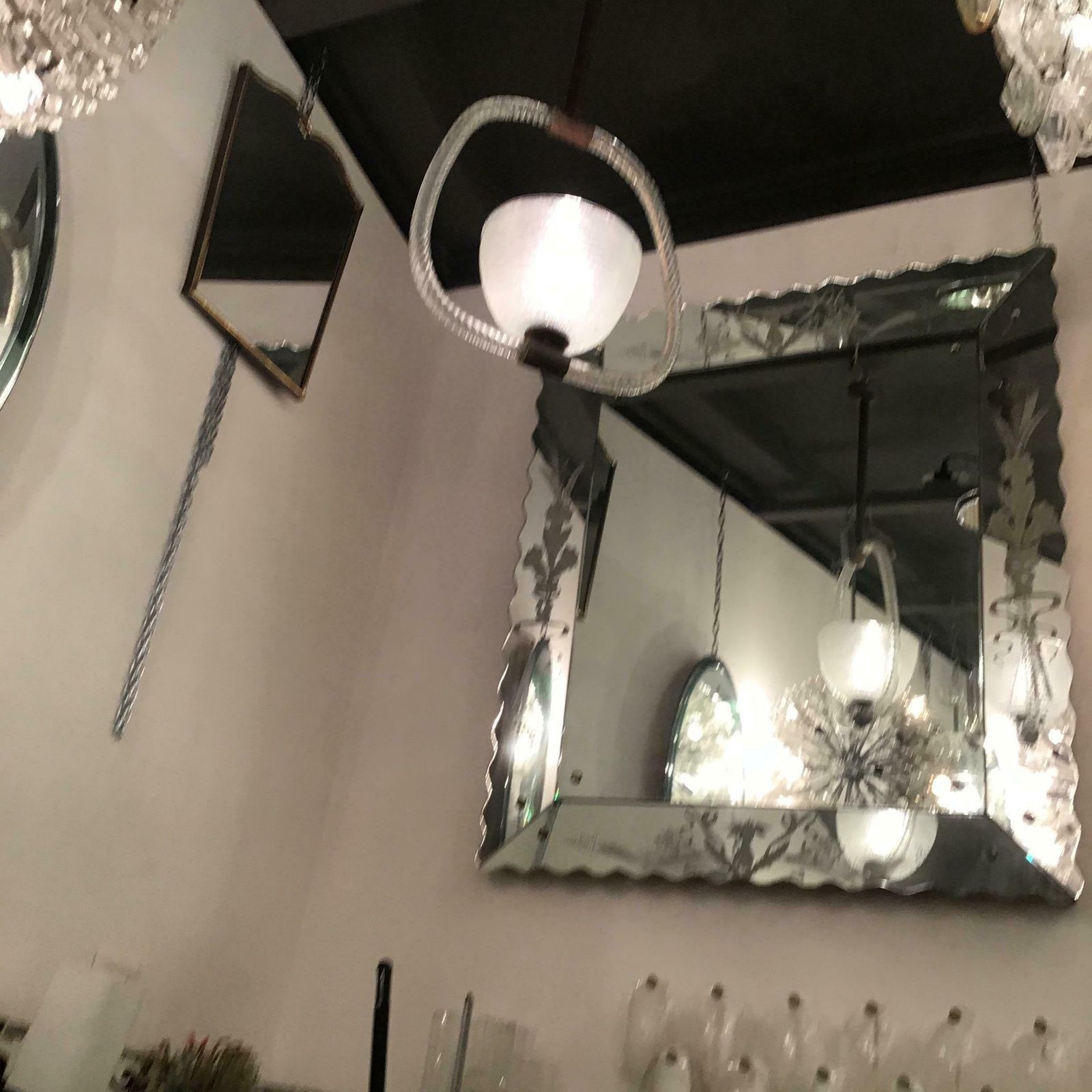 Venini Chandelier Murano Glass Metal Brass 1940 Italy photo furniture