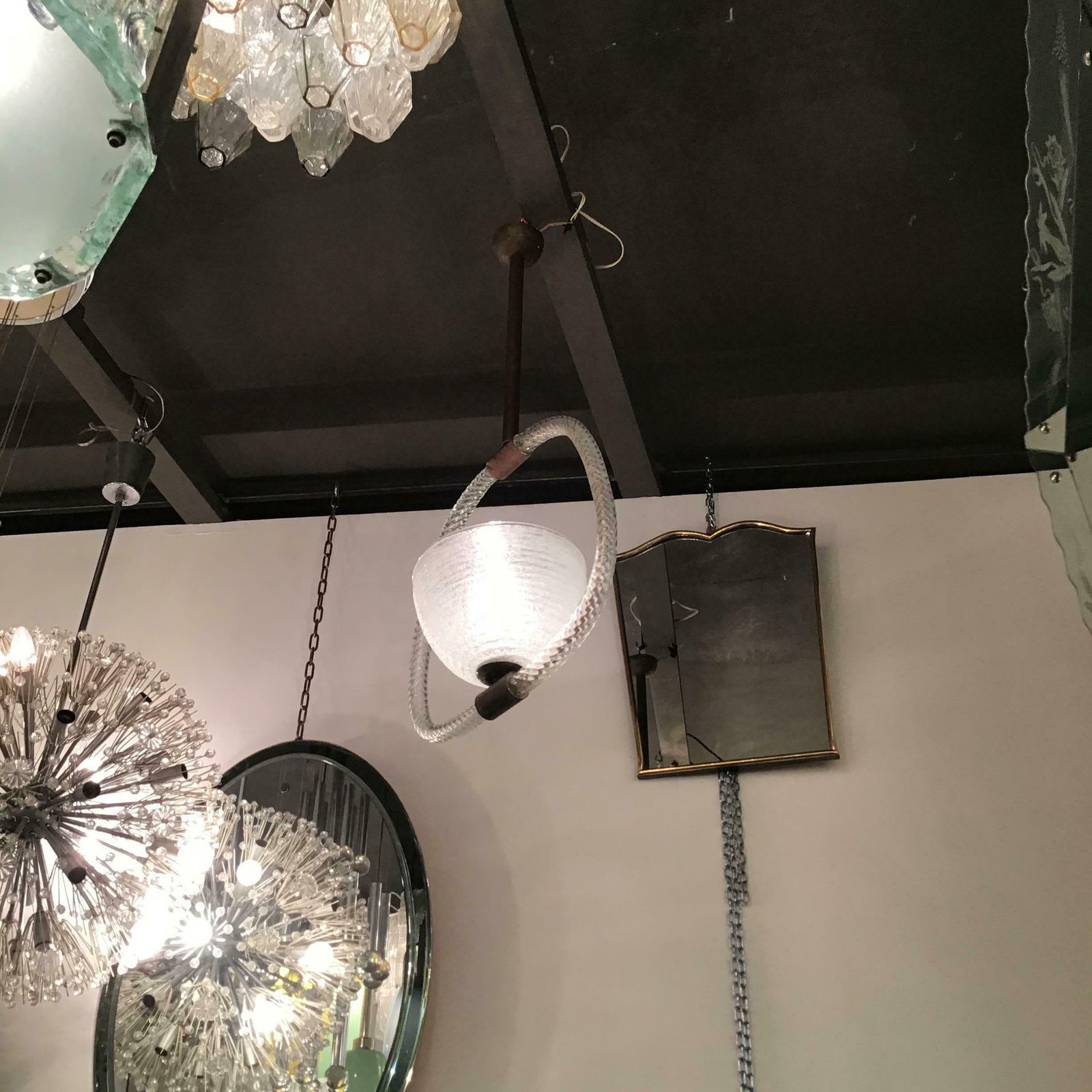 Venini Chandelier Murano Glass Metal Brass 1940 Italy photo buy